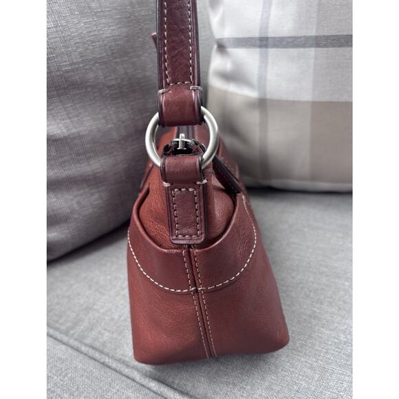 Vintage Fossil 1954 Brown Hobo Leather Medium Shoulder Bag Purse - Picture 3 of 9